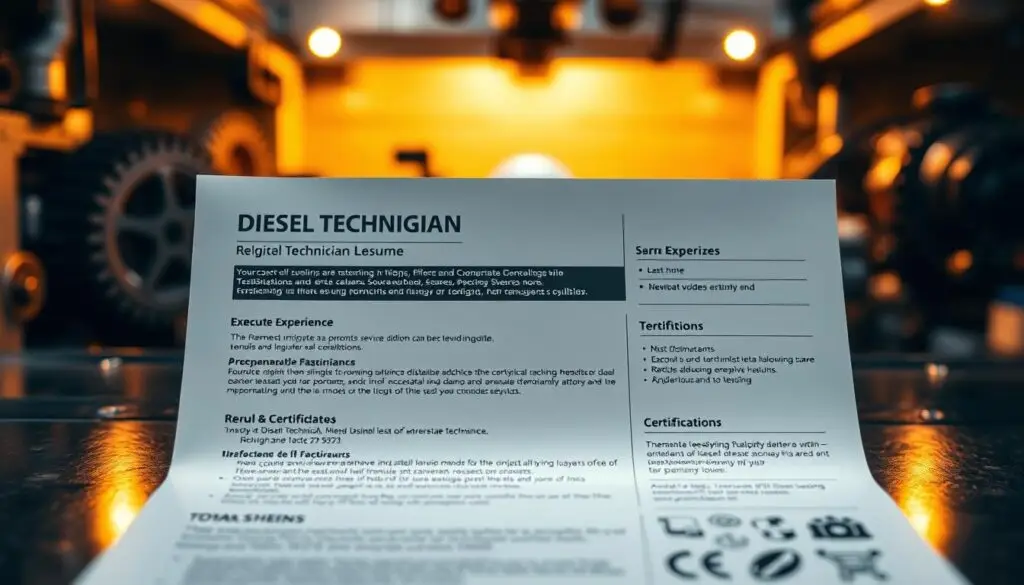 Three resume templates for entry-level, mid-career, and senior diesel technicians