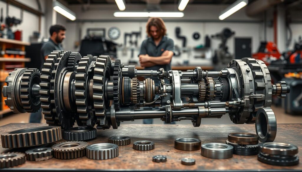 differential rebuild process showing technician disassembly