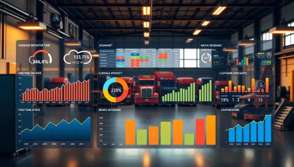 Shop management dashboard displaying operational efficiency metrics