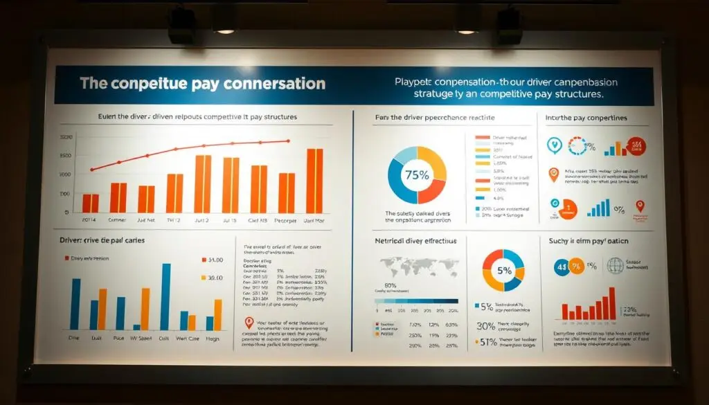 Chart comparing driver pay structures including per-mile rates, hourly wages, and salary arrangements with pros and cons