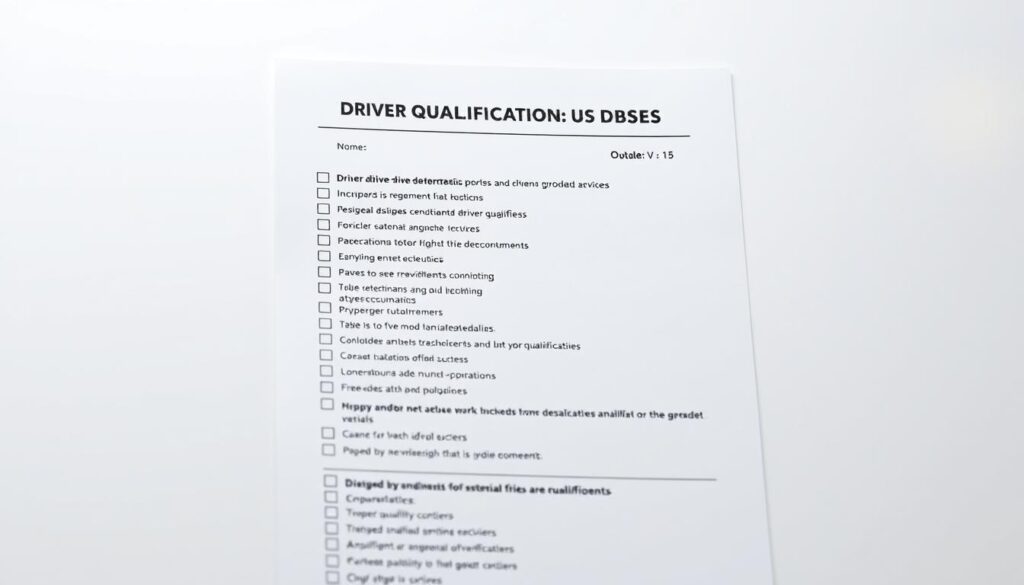 Fleet manager organizing driver qualification files with required documentation checklist