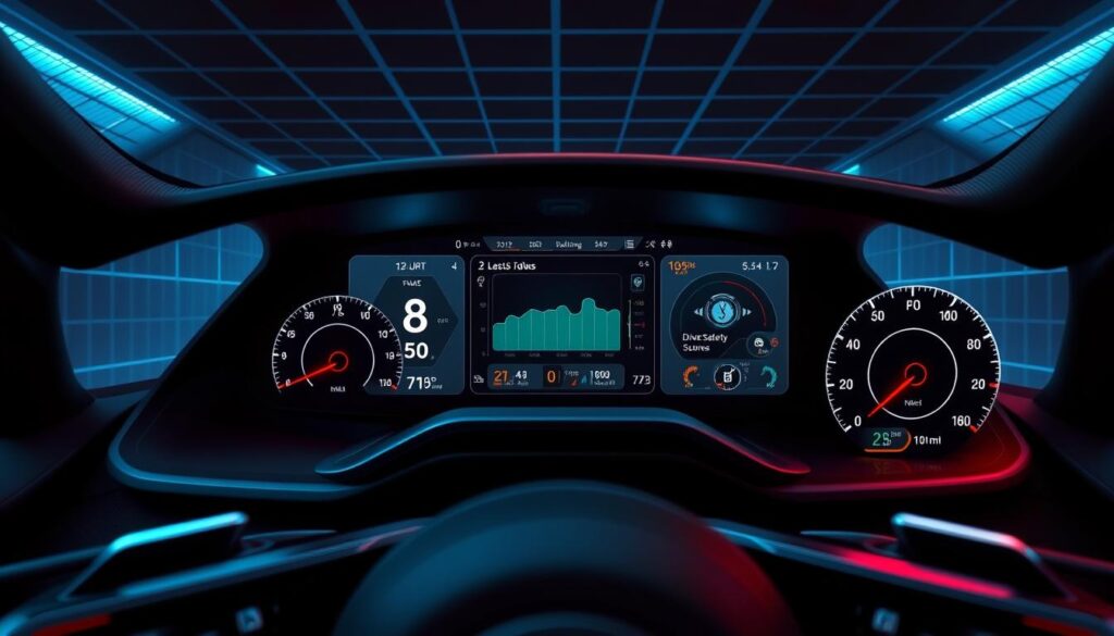 Fleet safety dashboard displaying driver scores, safety metrics, and performance trends