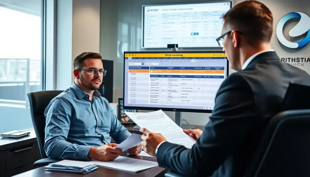 Fleet safety manager conducting driver qualification file review and MVR check