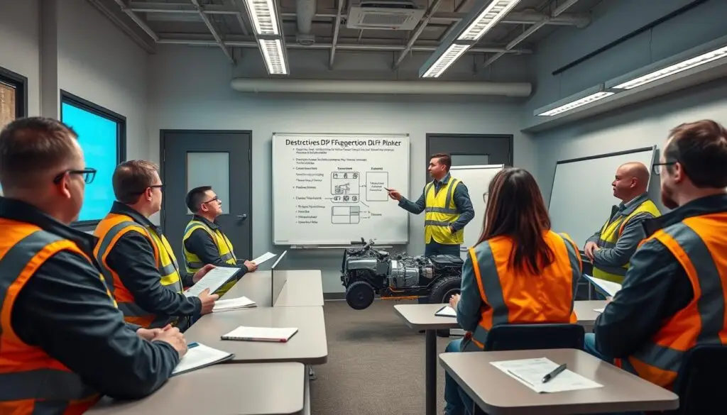Fleet manager conducting driver training session on DPF regeneration awareness and best operating practices