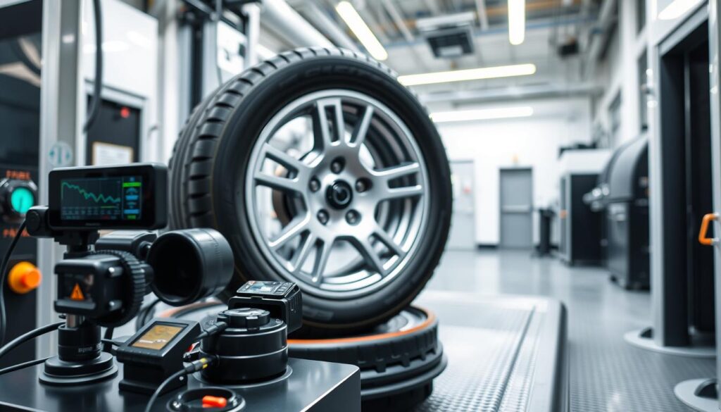 Electronic wheel balancer with sensor technology for commercial truck applications