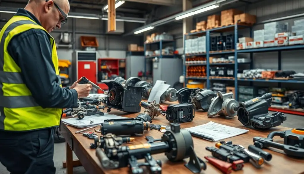 Fleet manager evaluating emergency service providers during parts quality verification meeting