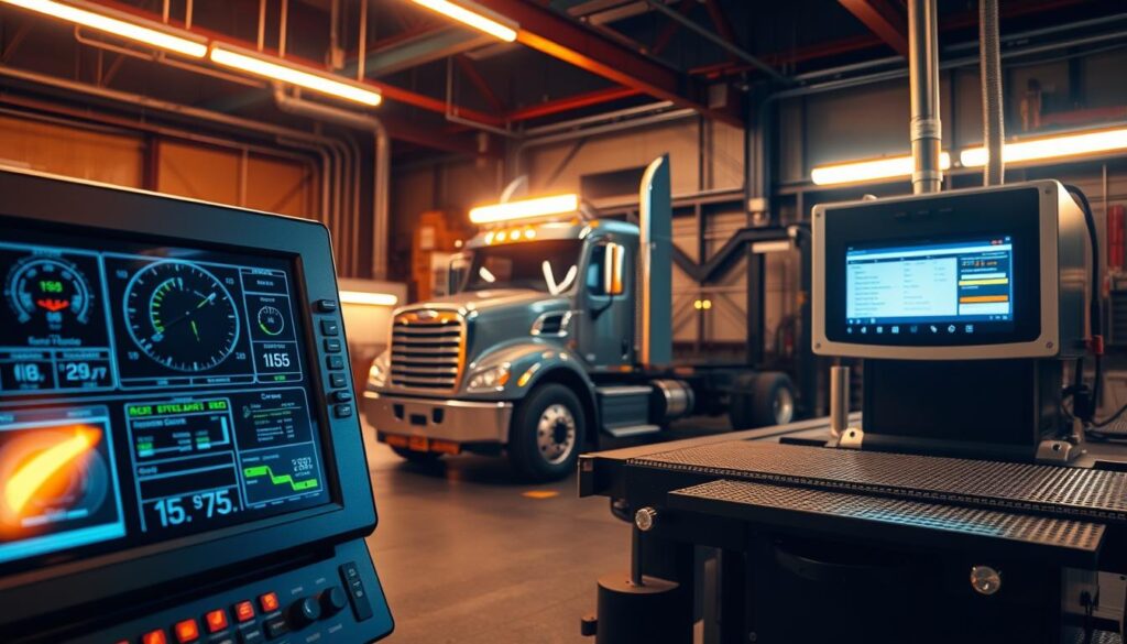 Diesel emissions testing equipment measuring exhaust opacity levels