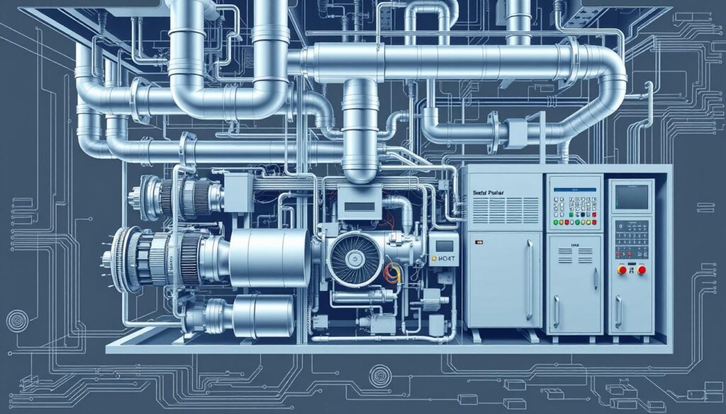 Industrial ventilation and cooling systems installed in heavy equipment repair shop