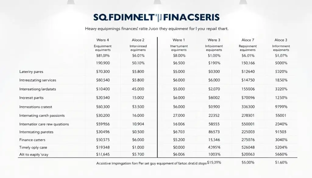 Interest rate comparison chart across different heavy equipment financing options
