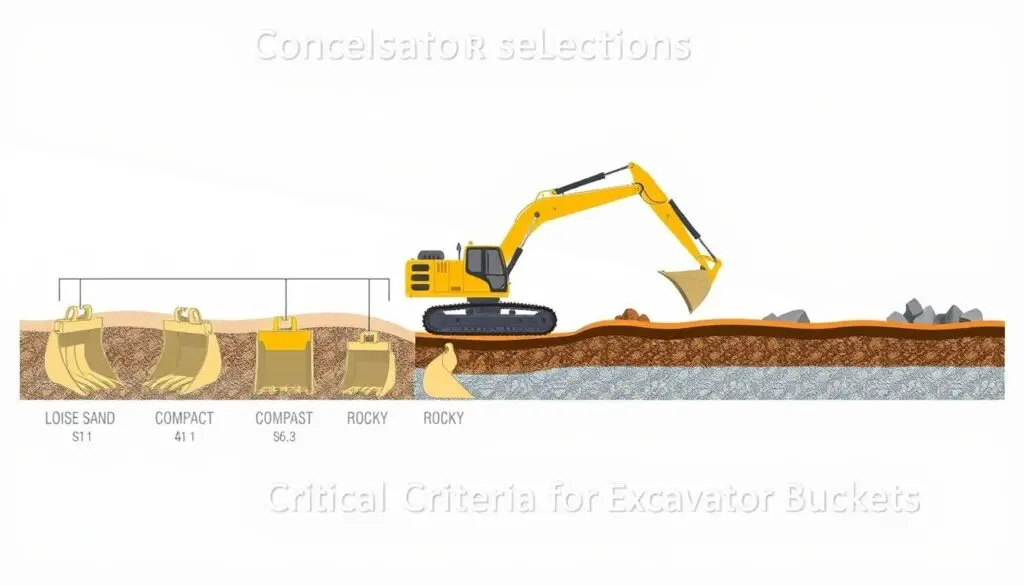 Excavator working in various soil conditions