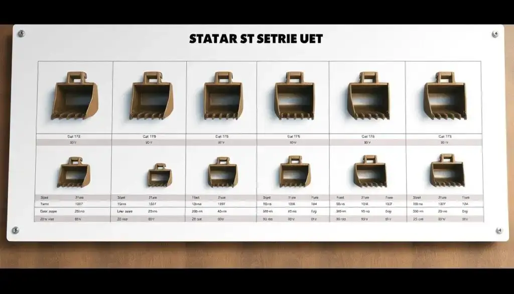 Chart showing excavator bucket sizes by machine weight class