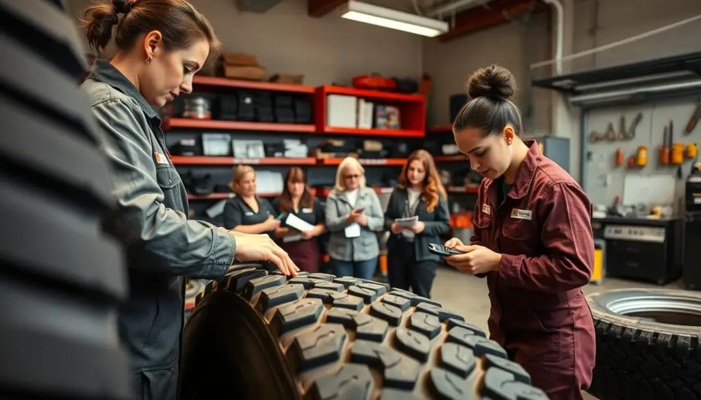female heavy-duty tire technicians