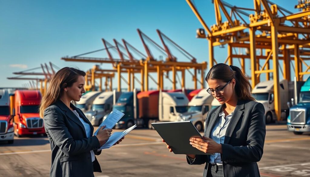 Woman owner-operator managing her independent trucking business operations