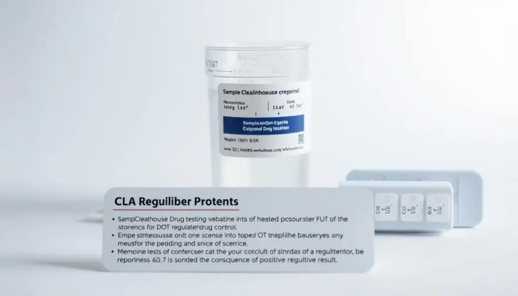 Five-panel drug test components showing cut-off levels and Clearinghouse compliance requirements