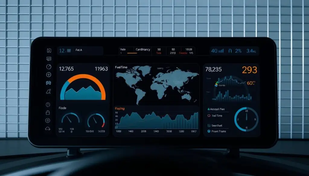 Fleet analysis dashboard displaying vehicle utilization metrics and KPIs