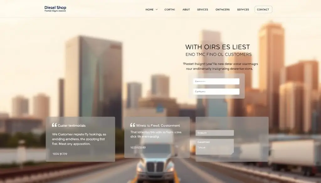fleet customer testimonials and trust-building website elements for diesel shops