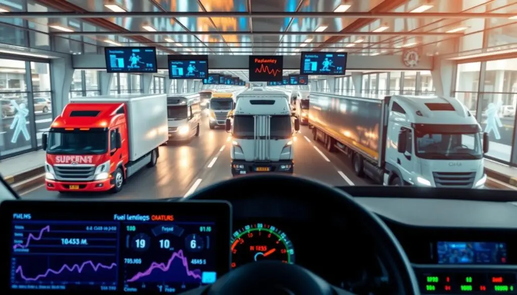 Telematics system interface showing real-time fleet data collection and monitoring