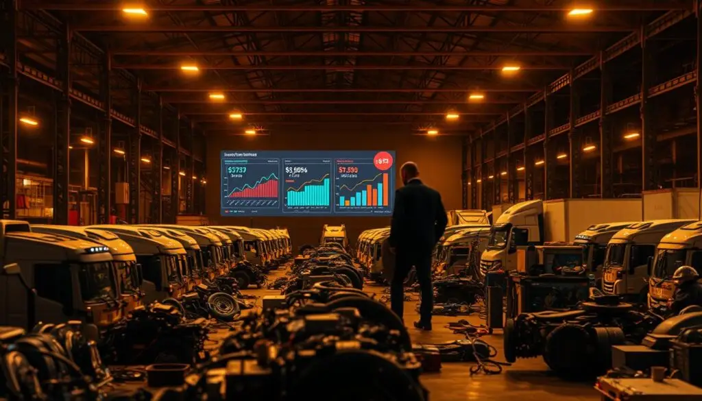 Commercial truck parked at service facility showing fleet downtime costs impact on daily operations