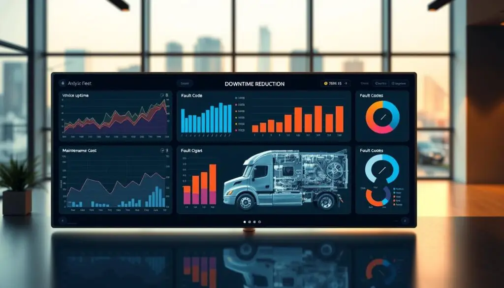 analytics dashboard showing fleet downtime reduction metrics and ROI