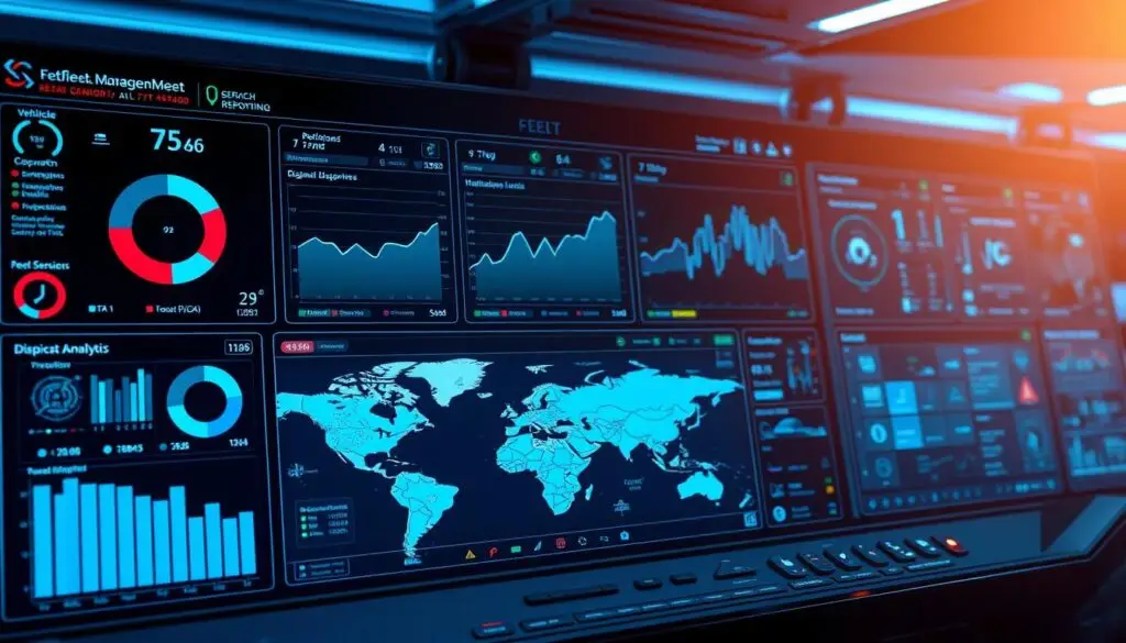 Fleet management software dashboard showing real-time vehicle tracking and breakdown incident management