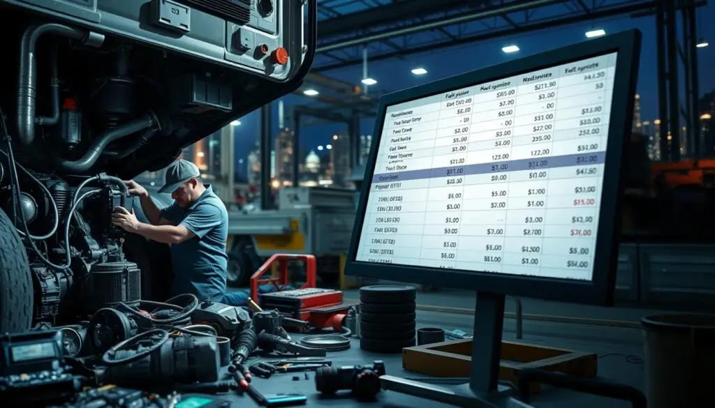 Chart showing fleet maintenance costs breakdown for EPA emissions system compliance