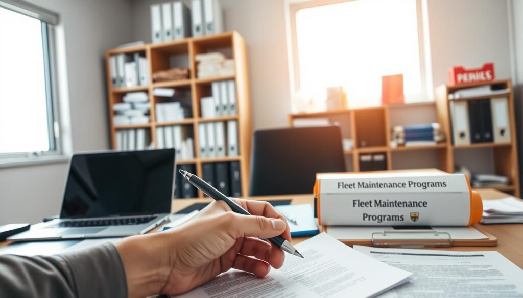 Fleet maintenance documentation system showing DOT compliance records