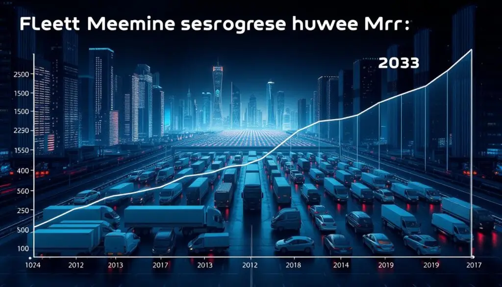 Chart showing fleet management software market projections from 2024 to 2032 with 19.76% CAGR growth trajectory