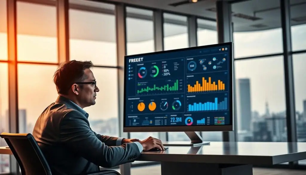 Fleet management software dashboard displaying implementation costs and budget planning tools