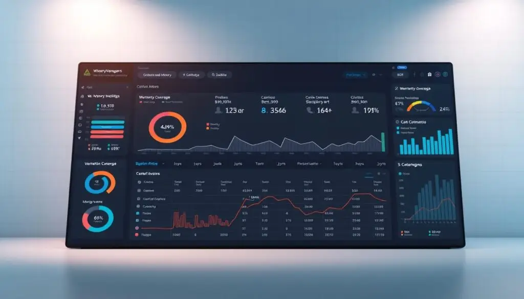 Fleet management software dashboard displaying warranty expiration alerts and claim tracking metrics