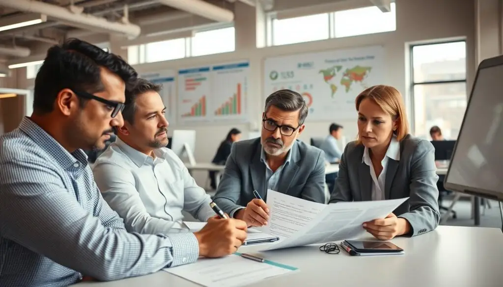 fleet managers reviewing commercial truck service reports