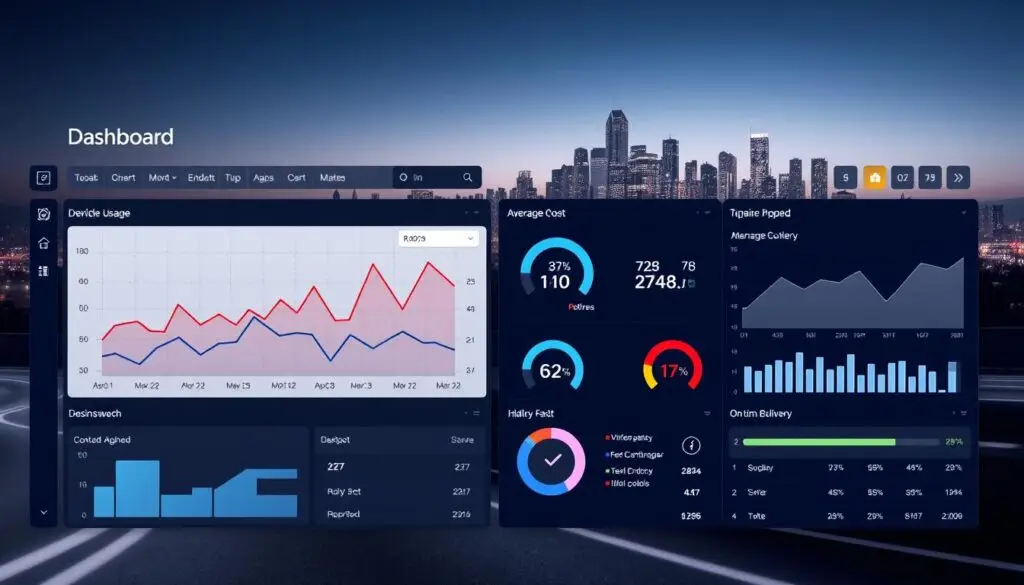 Fleet manager inputting baseline cost data into ROI calculator showing fuel, maintenance, and labor expense fields