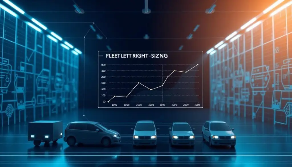 Fleet right-sizing strategy diagram illustrating vehicle count optimization framework