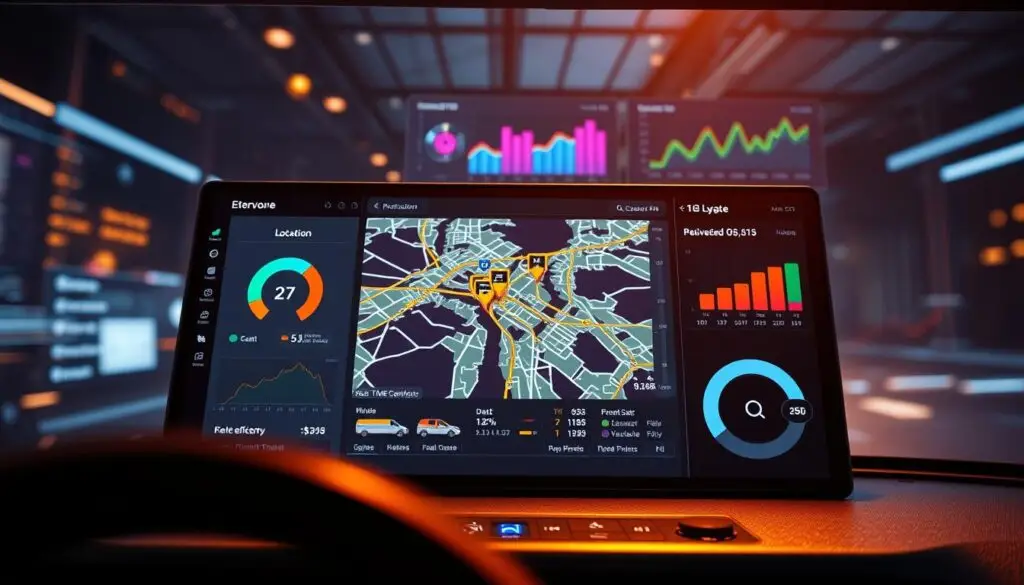 Fleet software integration dashboard displaying telematics connectivity and data synchronization