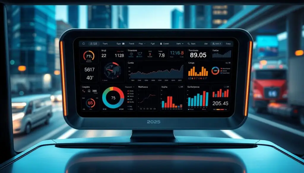 Fleet technology dashboard displaying GPS tracking and compliance metrics for owner operators