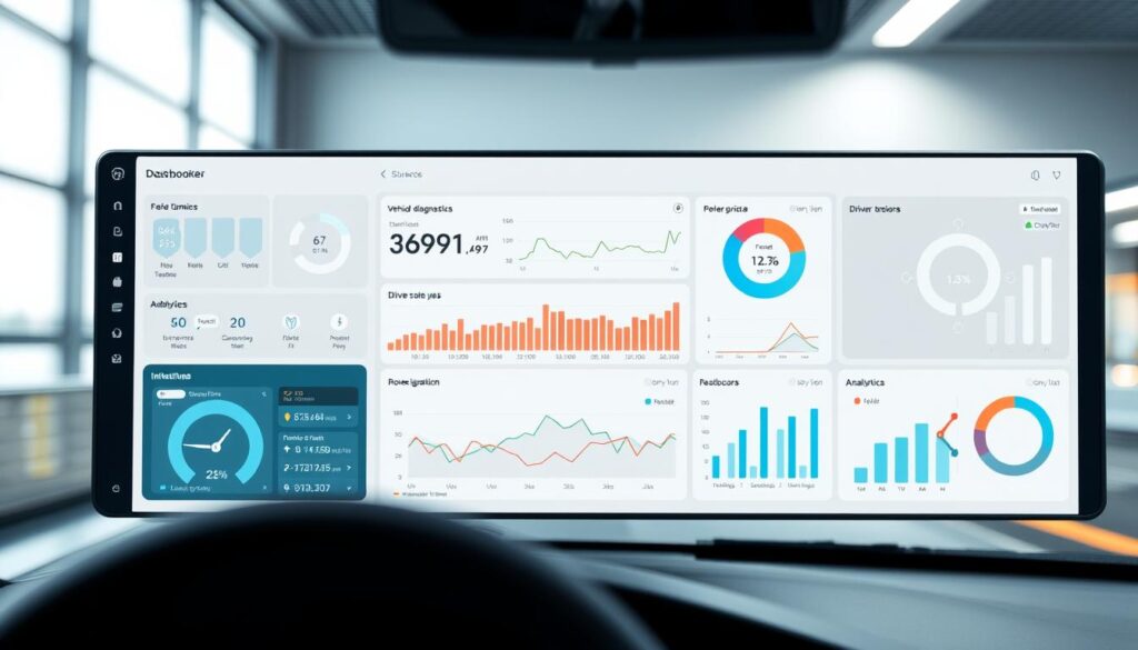 Fleet telematics technical analysis dashboard showing skills development metrics for career advancement