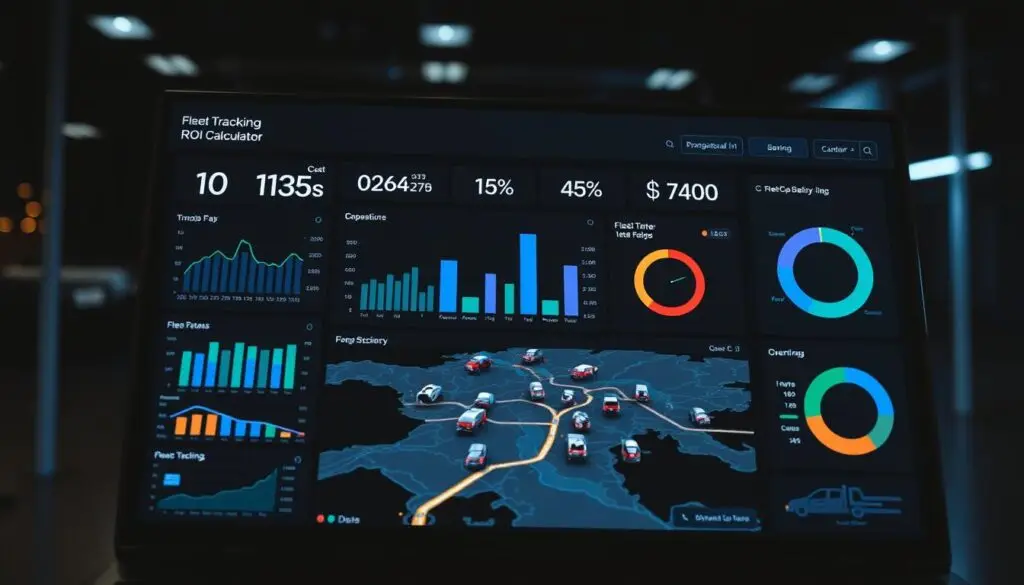 fleet tracking ROI calculator dashboard displaying comprehensive cost benefit analysis