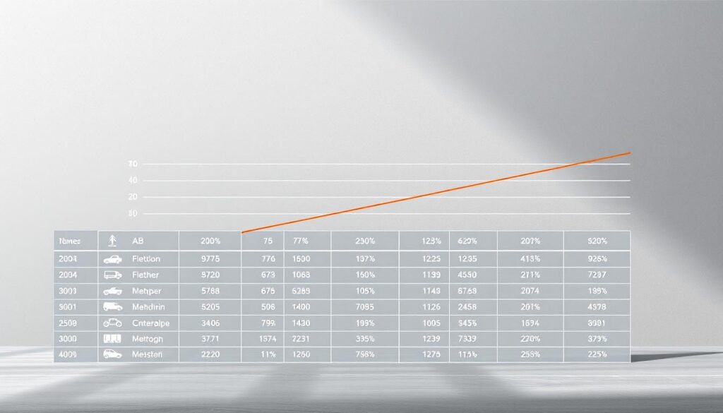 Comparison chart showing benchmark ranges for light-duty, medium-duty, and heavy-duty fleet types