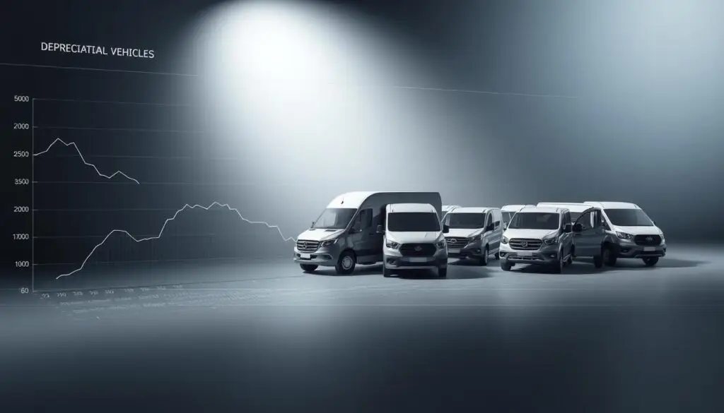 Line graph showing vehicle depreciation rates over time for different truck classes