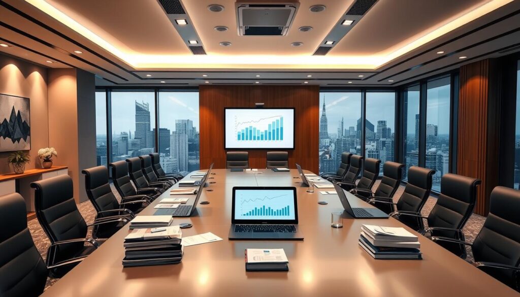 Fleet manager reviewing multi-vehicle purchase agreement with dealer representative