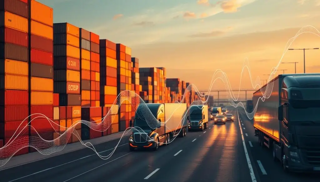 Supply and demand dynamics showing freight volumes and carrier capacity balance