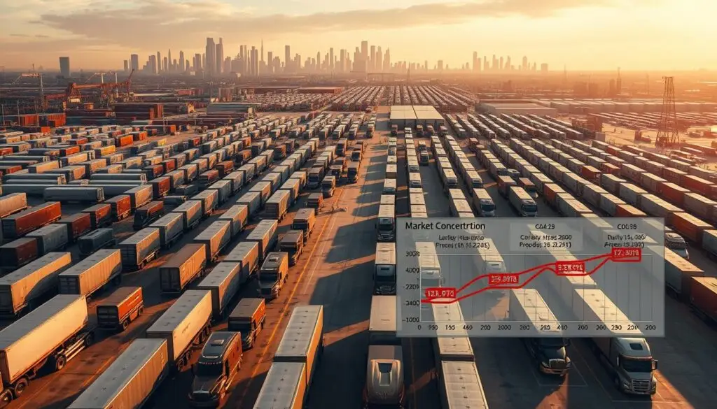 Chart showing freight market concentration trends as top carriers increase market share