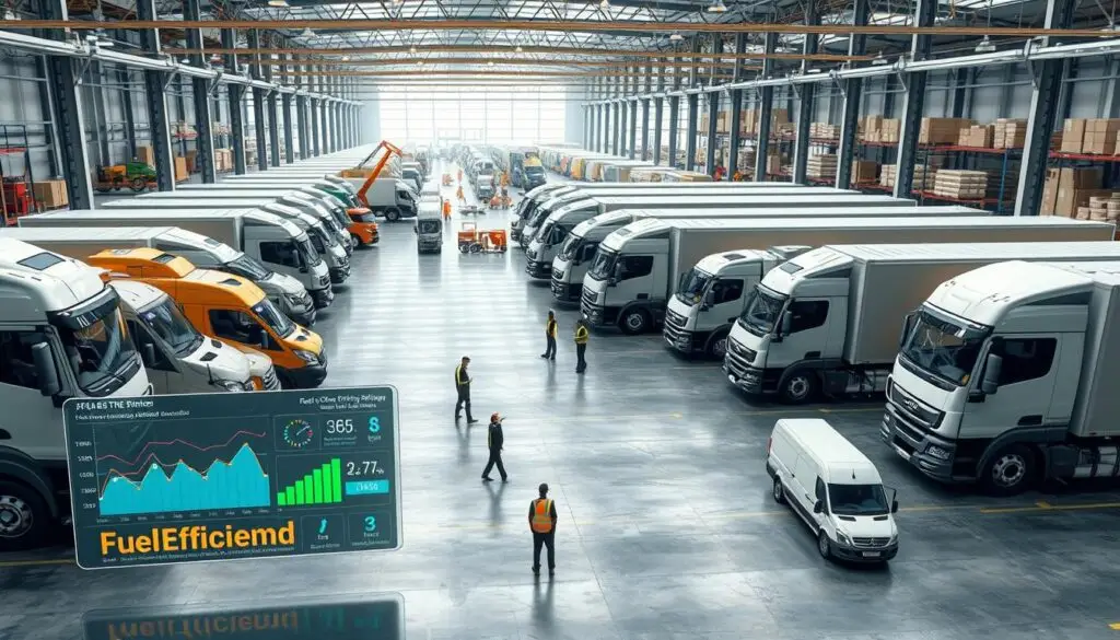 Route optimization software interface showing fuel-efficient routing and delivery scheduling