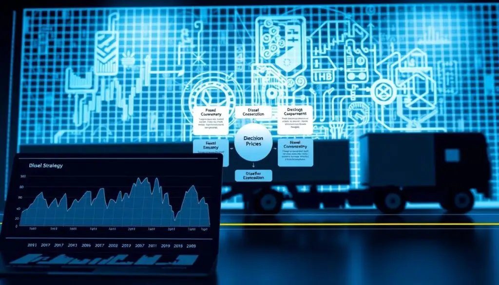 Diagram illustrating fuel hedging mechanisms showing price protection scenarios for fleet operations