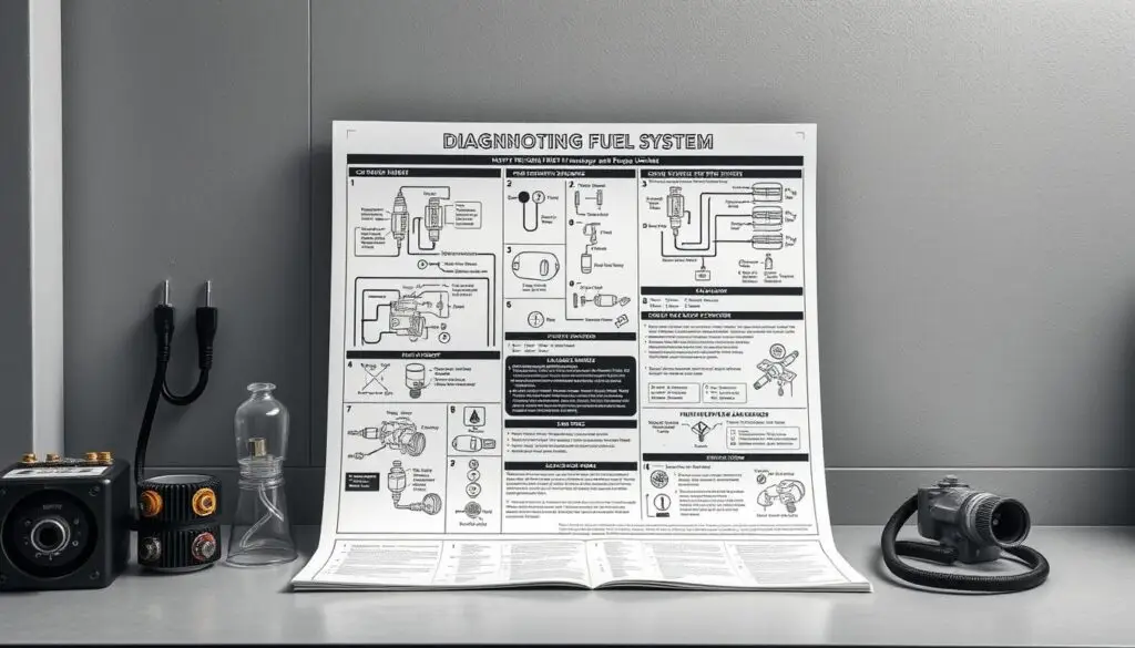 Diagnostic flowchart showing common fuel system symptoms and their potential causes