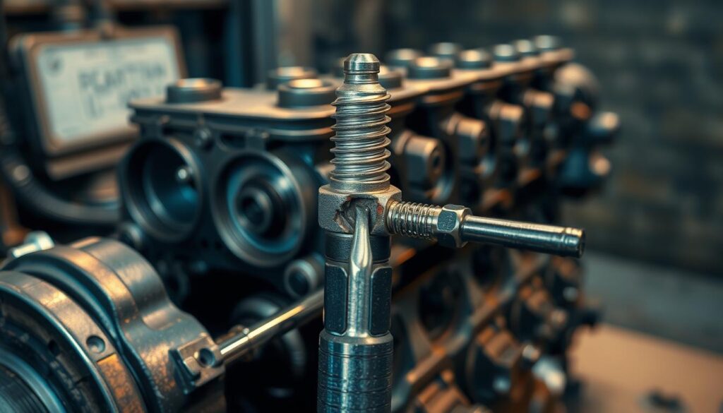 Technician performing glow plug thread repair in diesel cylinder head using insert kit