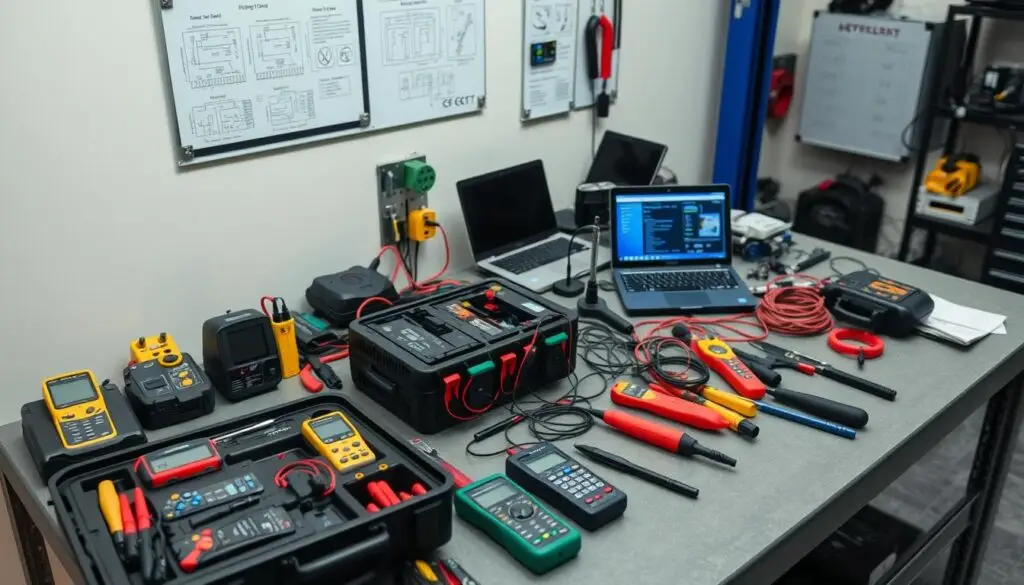 Fleet maintenance facility with dedicated EV training bay and high-voltage diagnostic equipment