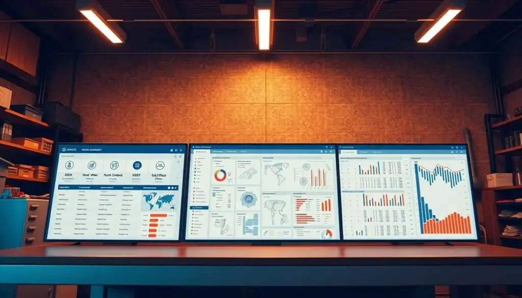 Heavy duty shop management software interface displaying parts lookup and estimate building features