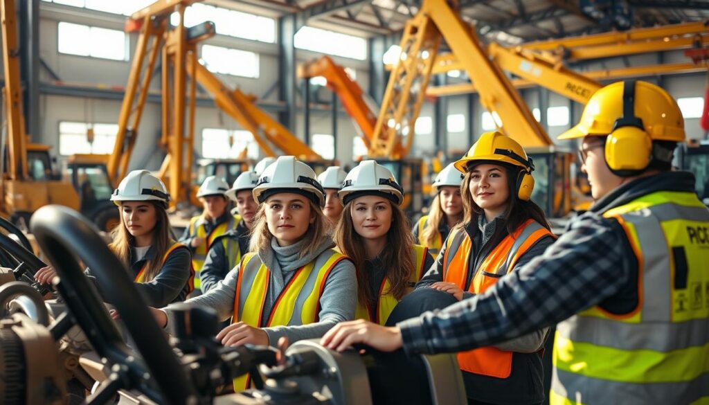 Heavy equipment operator training program with excavator and bulldozer practice
