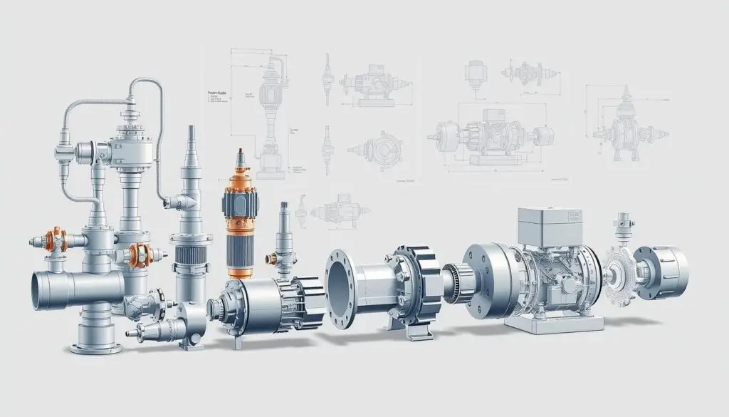Hydraulic system components diagram showing pump, valves, cylinder, and fluid flow paths
