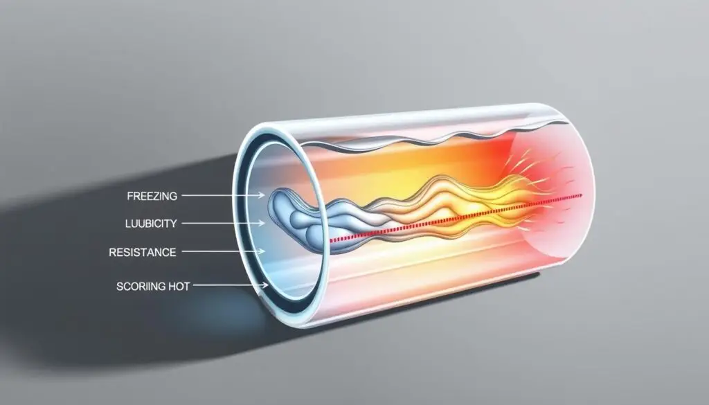 Graph showing hydraulic fluid viscosity changes across operating temperature ranges